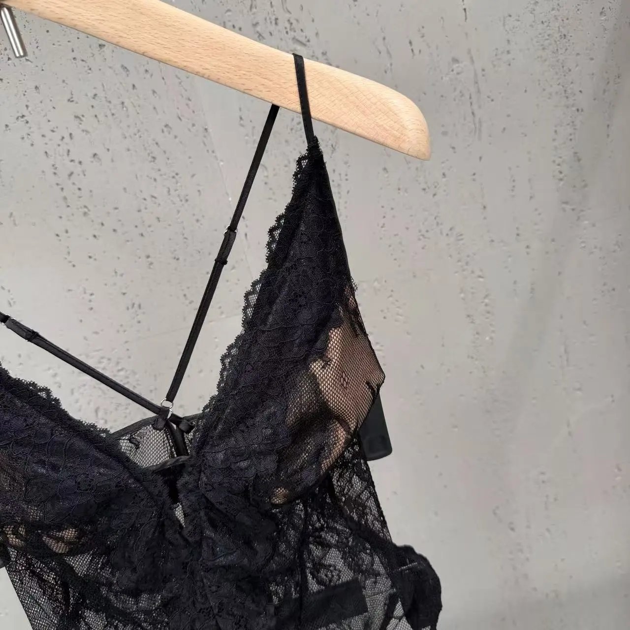 Black Lace Sheer Bodysuit with Crisscross Straps Underwear - 5