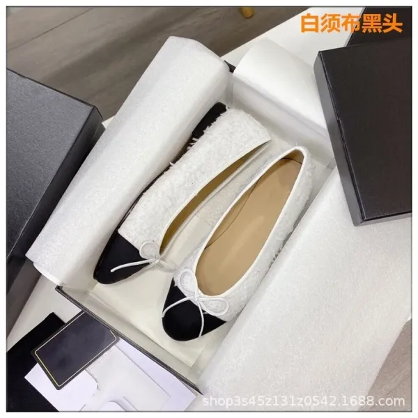 Chanel Tweed Bow Flat Black-Gold Loafers - 13