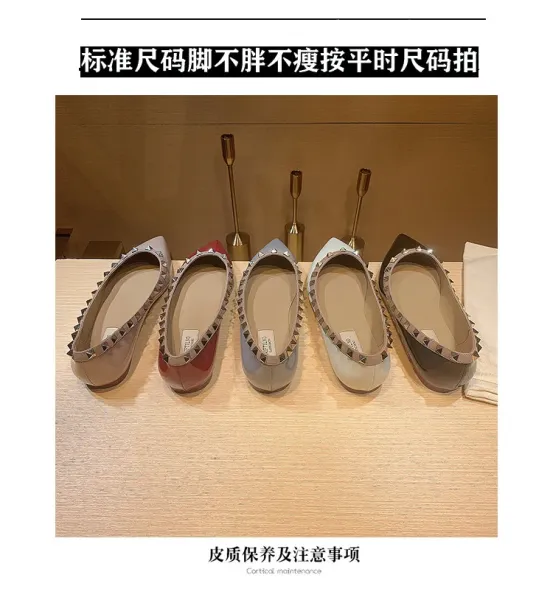Valentino Garavani Rockstud Pointed-Toe Flats White Leather Shoes - 12