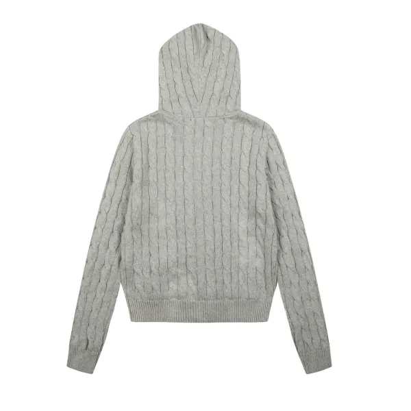 Polo Ralph Lauren Cable Knit Hooded Zip-Up Sweater Black - 8