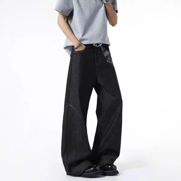 Gallery Dept. Embroidered Wide-Leg Black Jeans - 8