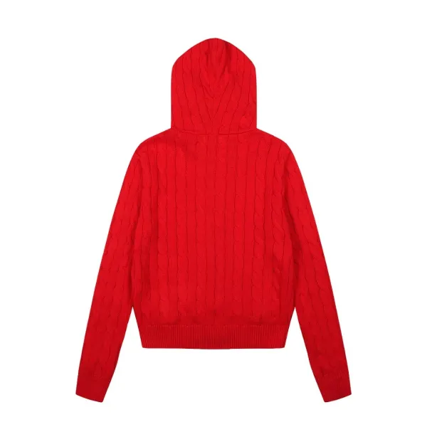 Polo Ralph Lauren Cable Knit Hooded Zip-Up Sweater Black - 16