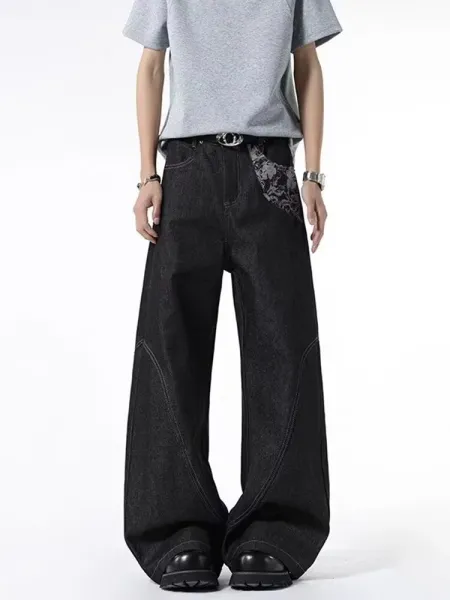 Gallery Dept. Embroidered Wide-Leg Black Jeans - 14