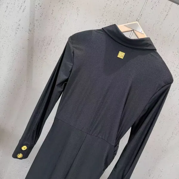 WOMANBY A VOYVES Button-Front Ruched Shirt Dress in Brown and Black - 16
