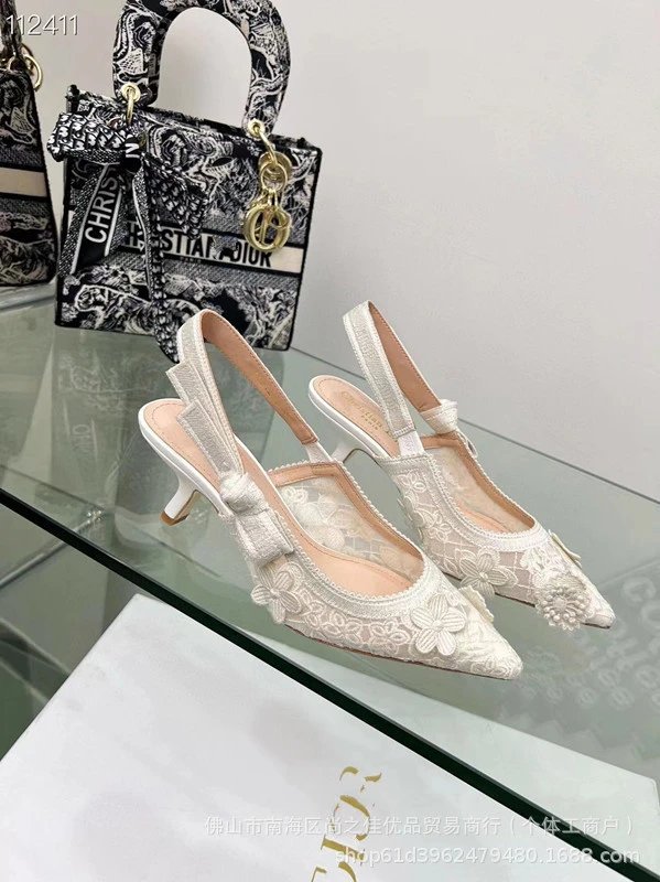 Dior J'Adior Lace Embellished Red Slingback Heels - 25