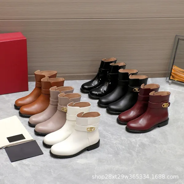 Valentino Garavani VLogo Knee-High Boots Burgundy Leather Boots - 3