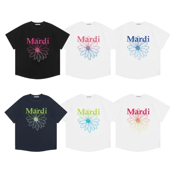 Mard Daisy Graphic Oversized T-Shirt Beige - 7