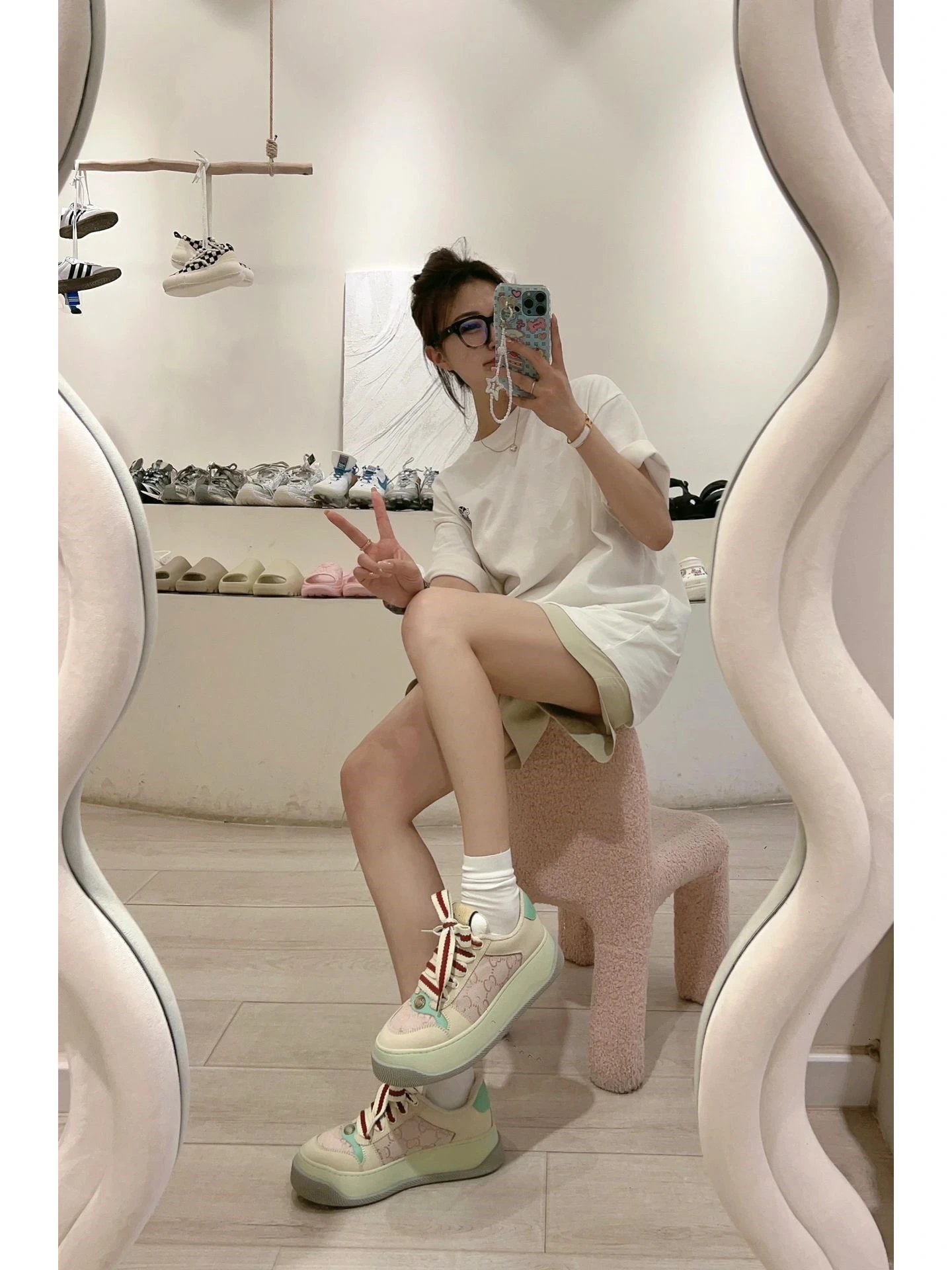 Off-White Diagonal Arrow Platform Sneakers Beige Brown White Sneakers - 11