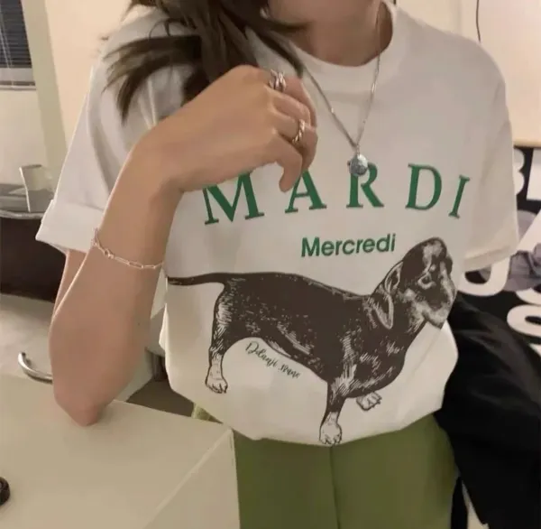 Mard Daisy Graphic Oversized T-Shirt Beige - 14