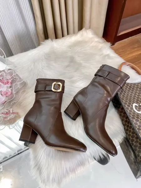 Celine Triomphe Buckle Ankle Boots Black - 11
