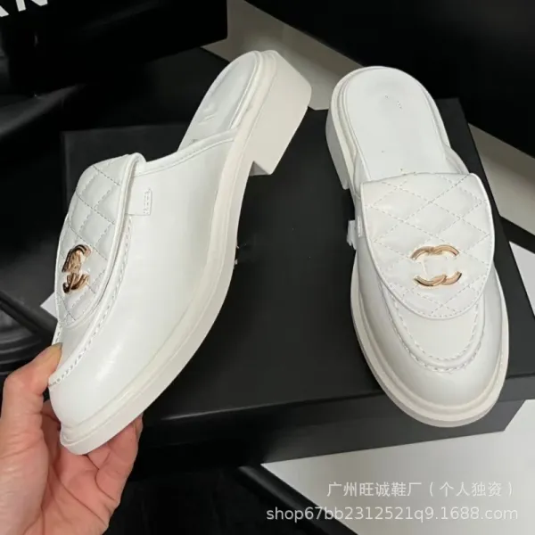 Chanel-inspired Quilted Loafers Black Slip-On Mules - 22