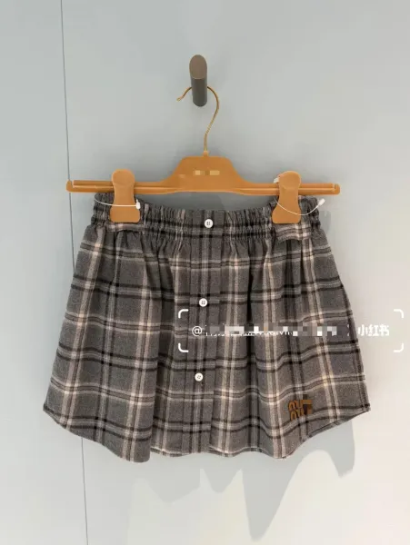 Burberry格纹高腰松紧腰短裙 Gray Plaid Pleated Skirt - 5