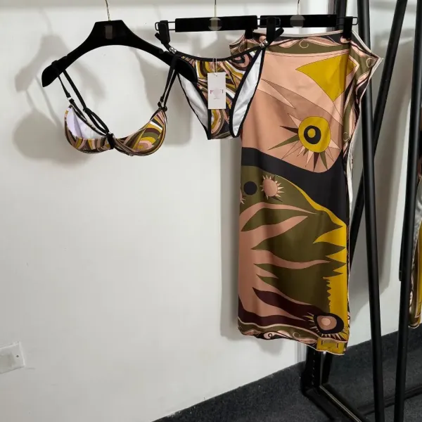 Philipp Plein x Pucci-Style Swirl Print Set: Bra, Thong, and Slip Dress - 4