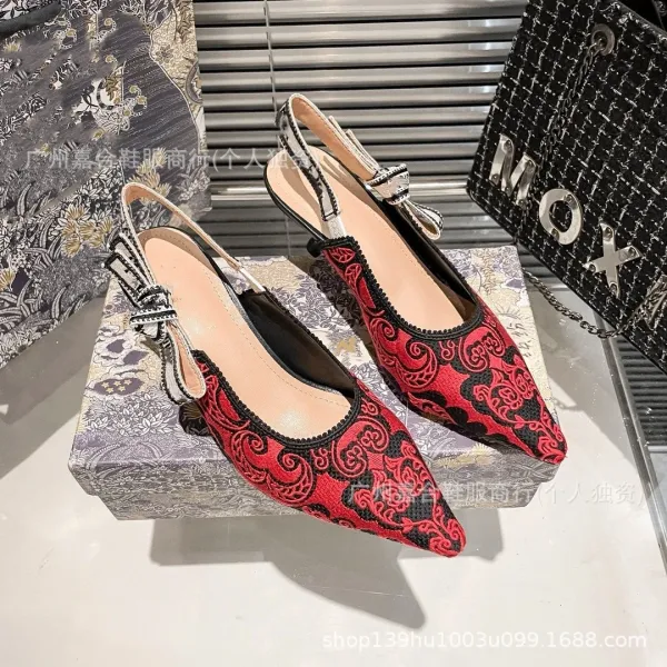Dior J'Adior Slingback Heels Multicolor Floral Embroidered Pointed-Toe Pumps - 31