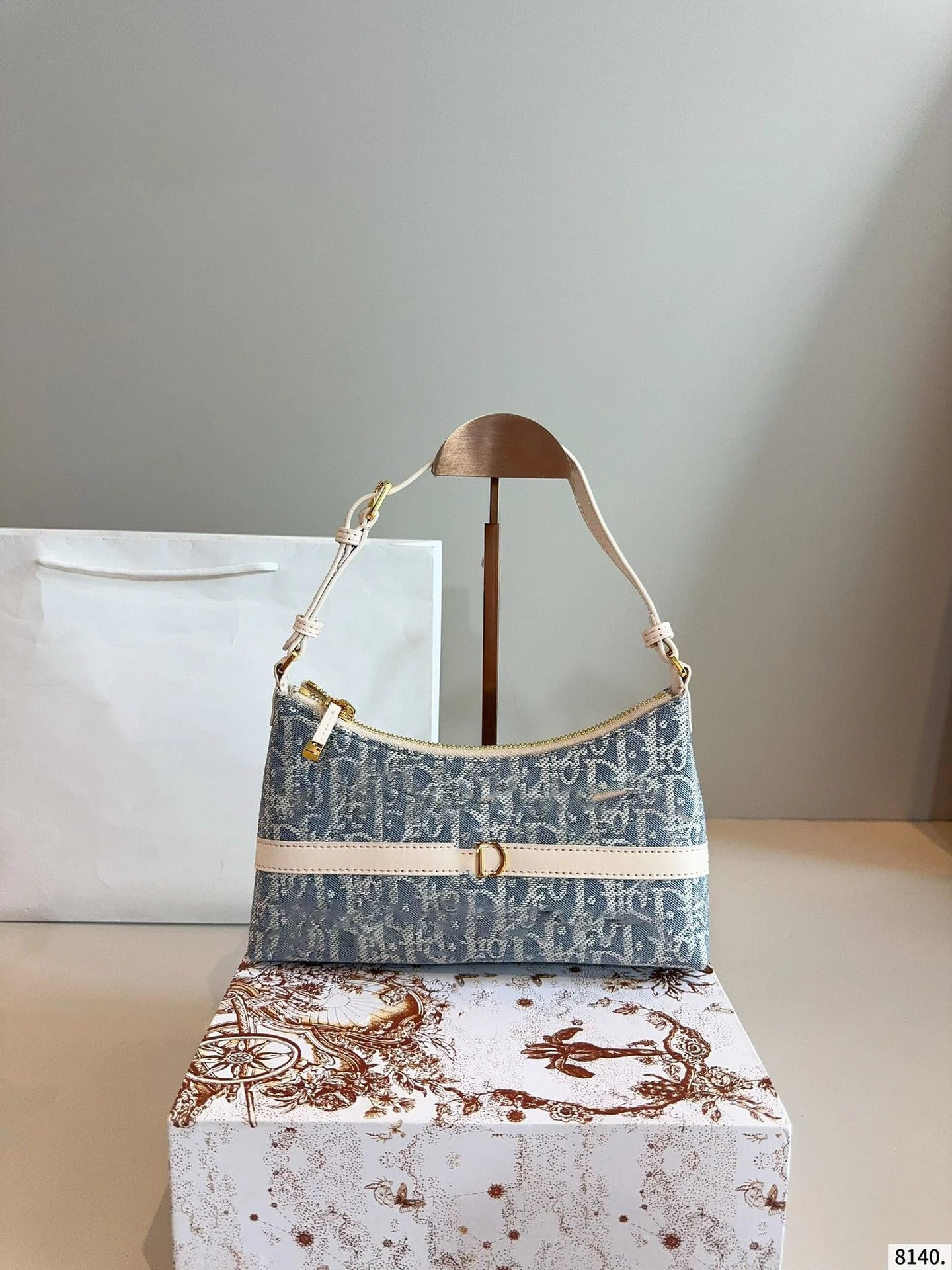 Dior Book Tote Mini Denim Oblique Blue Shoulder Bag - 5