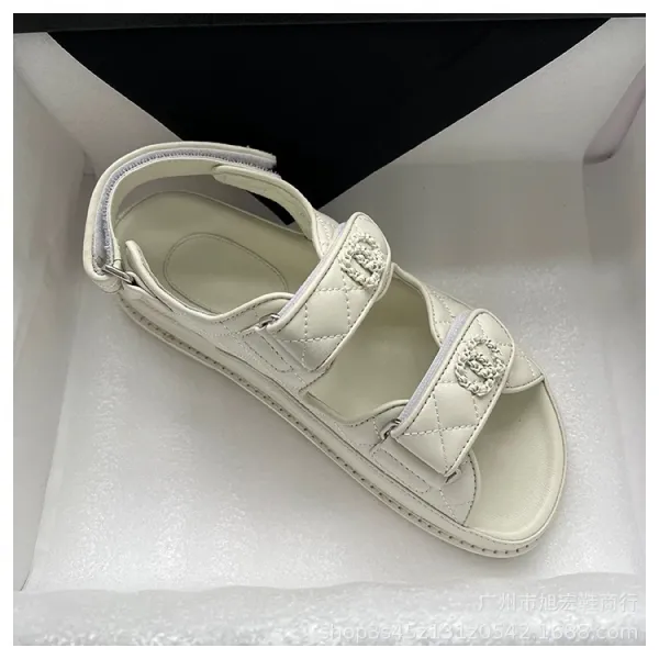 Chanel CC Logo Quilted Leather Sandals Black - 11