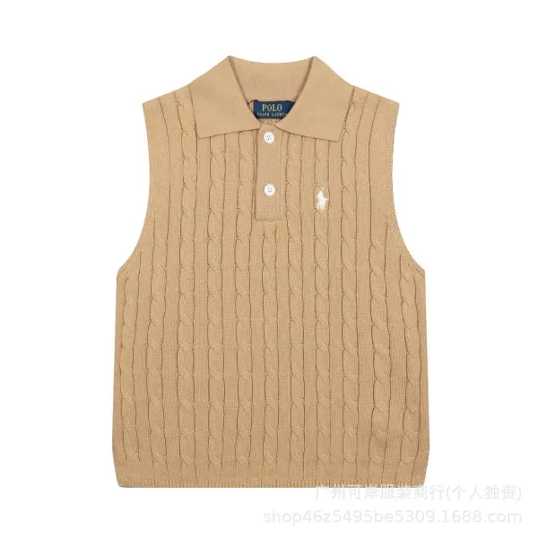 Polo Ralph Lauren Cable Knit Polo Vest Beige - 1
