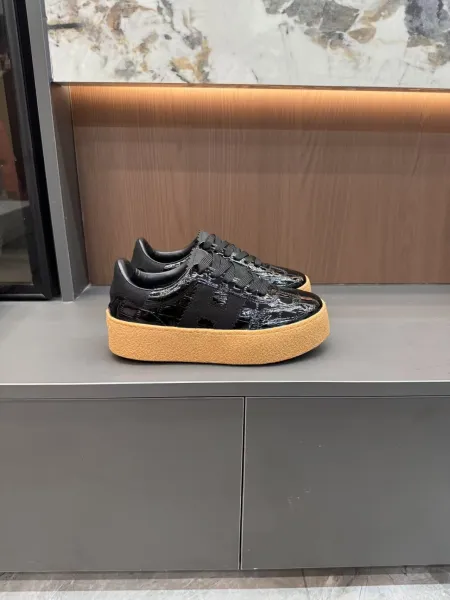 Hogan Interactive H222 Black Croc-Effect Patent Leather Chunky Sneakers - 9