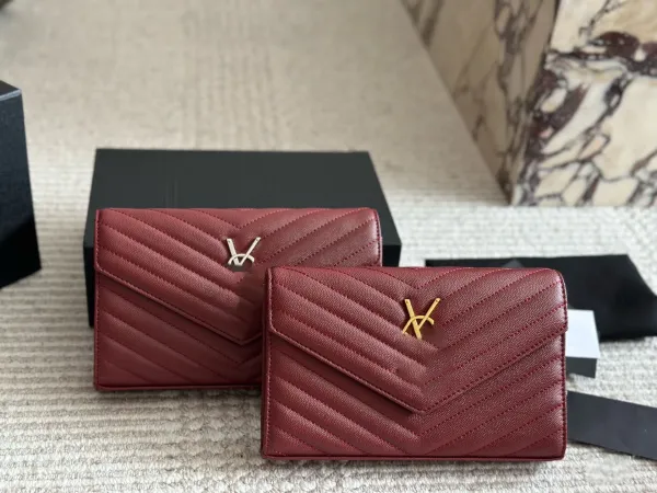 Saint Laurent Monogramme Envelope Wallet in Off-White with Gold Hardware - 10
