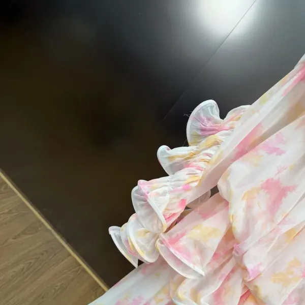 WOMANBY A VOYVES Ruffled Tiered Tie-Dye Maxi Dress - 10
