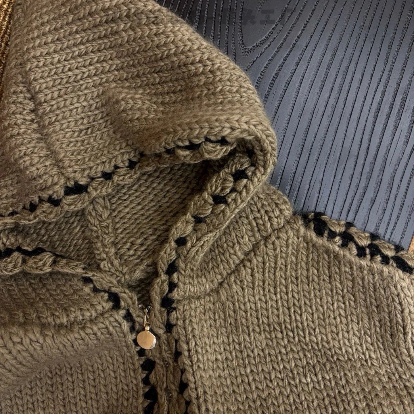 Hand-Knit Crochet-Trim Hooded Cardigan Beige Knit Cardigan - 15