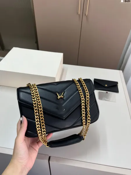 Saint Laurent Loulou Chain Bag Burgundy Shoulder Bag - 8