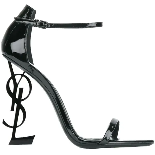 Saint Laurent Tribute Y-Heel Black Patent Leather Sandals - 13