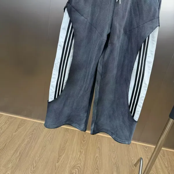 Adidas Originals Track Pants Gray/Black Three-Stripe Cutout Sweatpants - 7