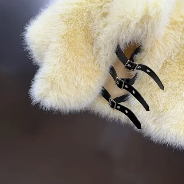 Faux Fur Corset Bolero Beige Outerwear - 14
