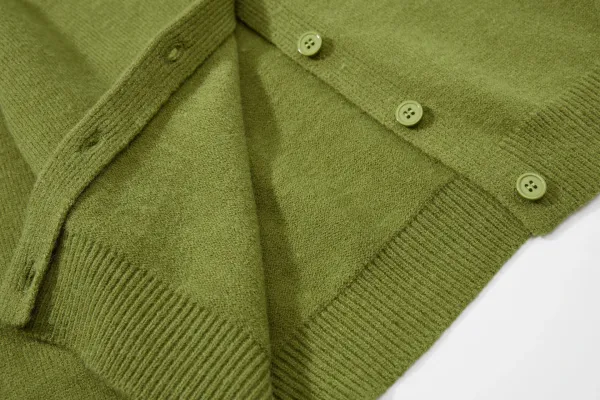 Mian Litt Olive Green Cropped Knit Cardigan - 39