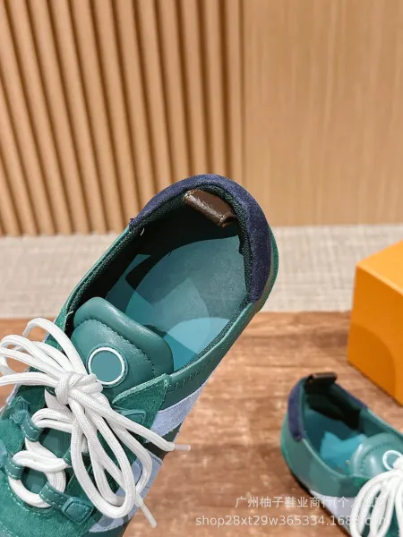 Off-White Diagonal Arrow Sneakers Blue and Lime Green Suede Casual Shoes - 29