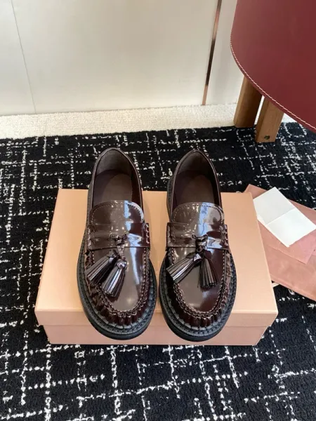 Prada Tassel Loafers Black Leather Shoes - 9