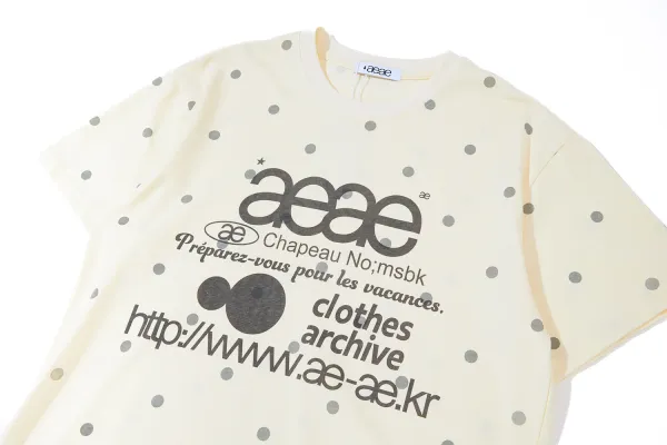 aeae Polka Dot Archive Print T-Shirt Gray - 19