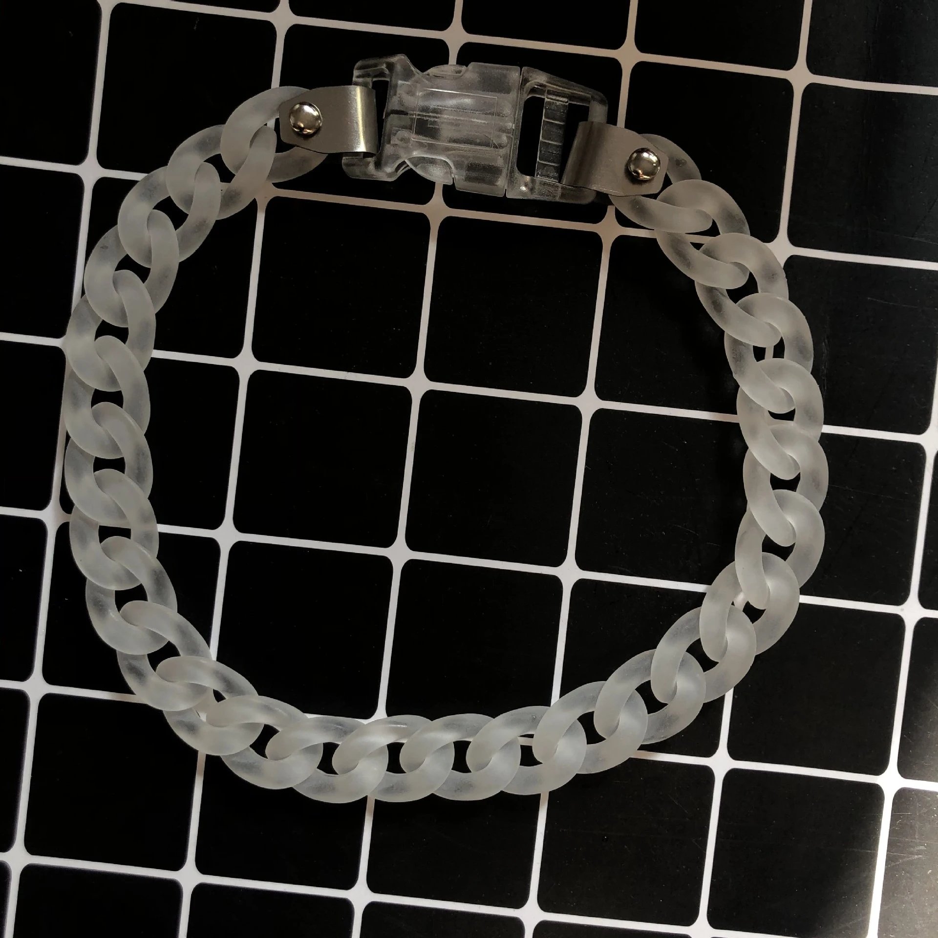 Transparent Acrylic Chain Clip Bracelet with Sculptural Bust Accessory - 4