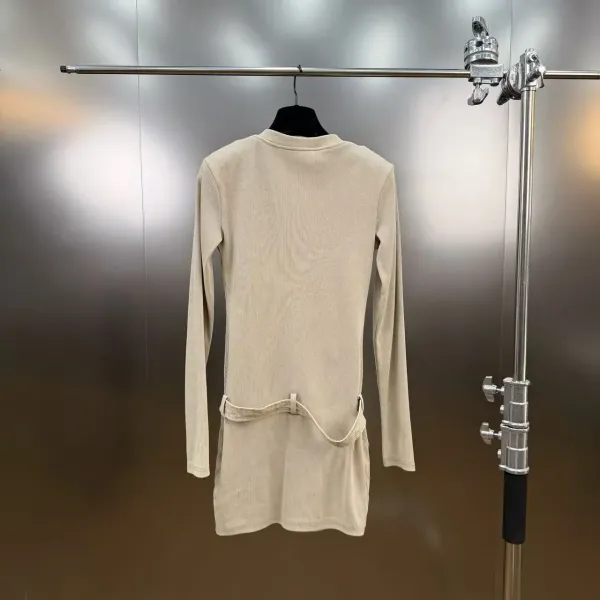 Gallery Dept. Lace-Up Denim Mini Dress Beige and Black - 17