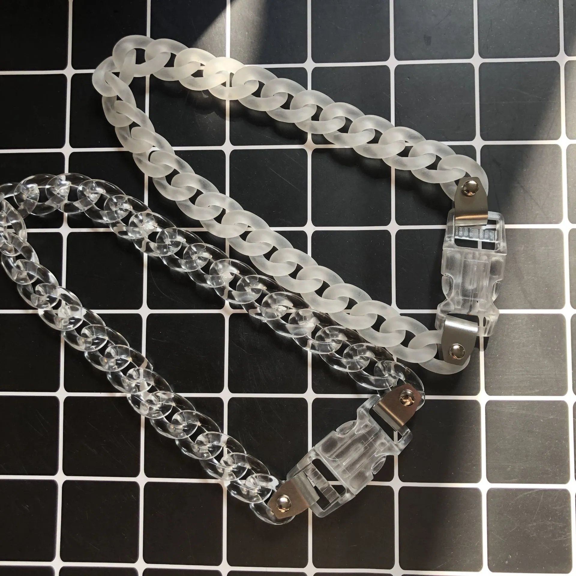 Transparent Acrylic Chain Clip Bracelet with Sculptural Bust Accessory - 6