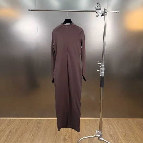 Zip-Panel Mock Neck Midi Dress in Black, White, and Brown - 15