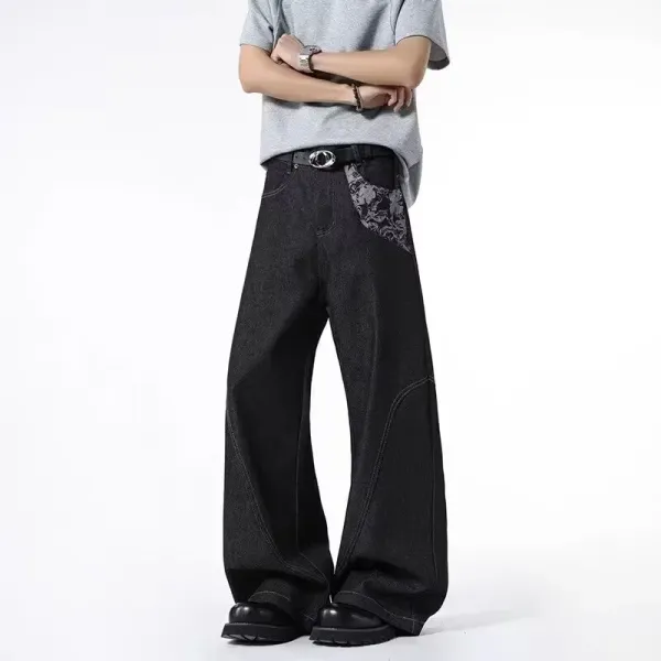 Gallery Dept. Embroidered Wide-Leg Black Jeans - 17