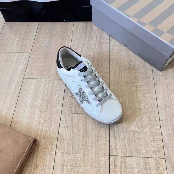 Golden Goose Superstar White Glitter Star Sneakers - 12