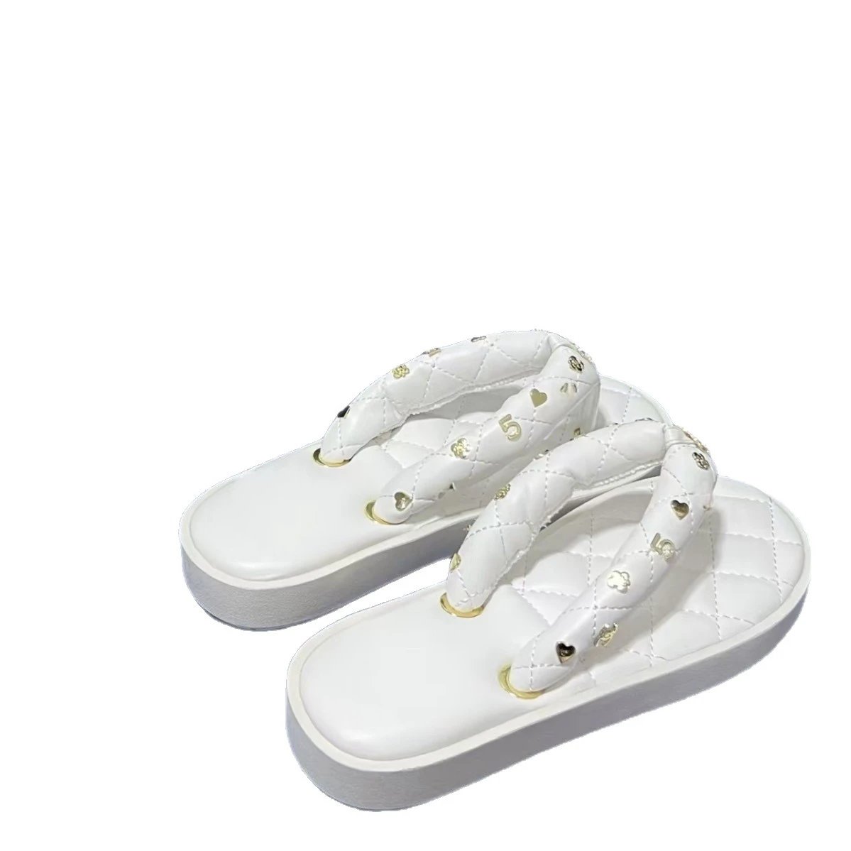 Chanel Sandals Quilted Platform Thong with Charm Details image 5