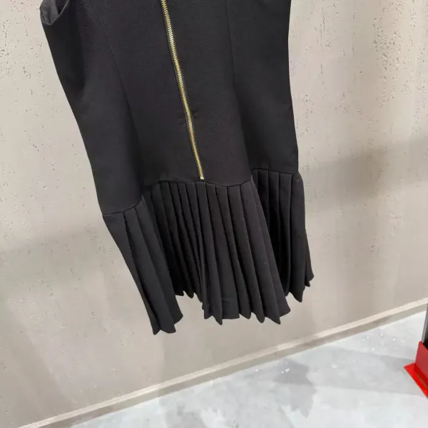 Balenciaga Belted Pleated Mini Dress in Brown and Black - 10