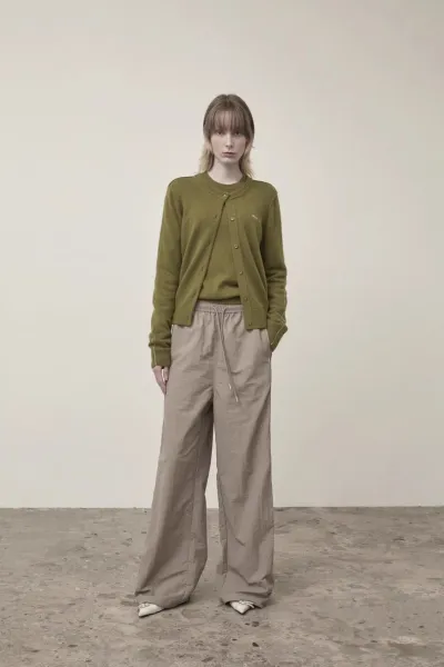 Mian Litt Olive Green Cropped Knit Cardigan - 50