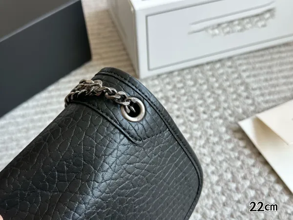 Saint Laurent Loulou Mini Chain Bag Burgundy Leather Shoulder Bag - 4