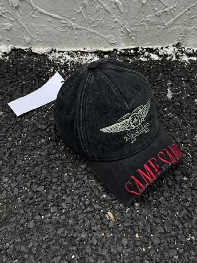 Martine Rose Hats Washed distressed embroidered baseball cap product detail image 3