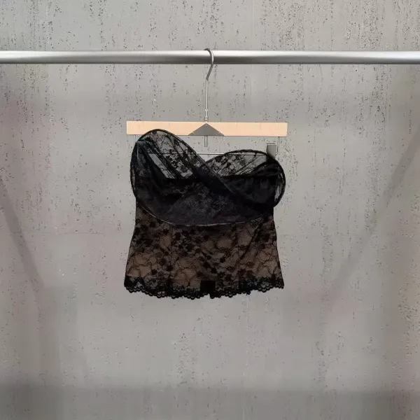 Lace Bustier Top in White and Black - 11