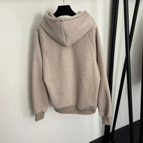 Design Ribbed Knit Hoodie and Sweatpants Set Burgundy Casual-Set - 7