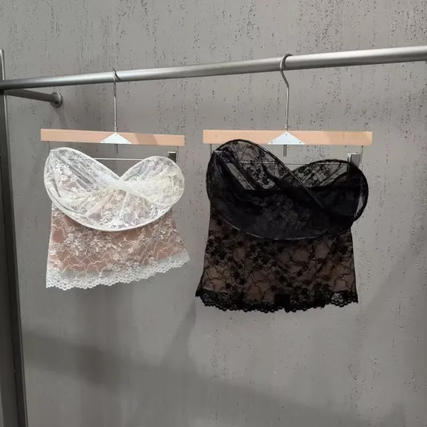 Lace Bustier Top in White and Black - 16