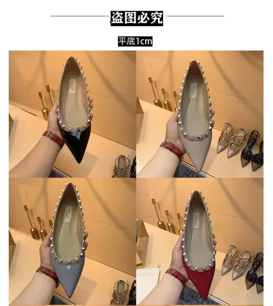 Valentino Garavani Rockstud Pointed-Toe Flats White Leather Shoes - 17
