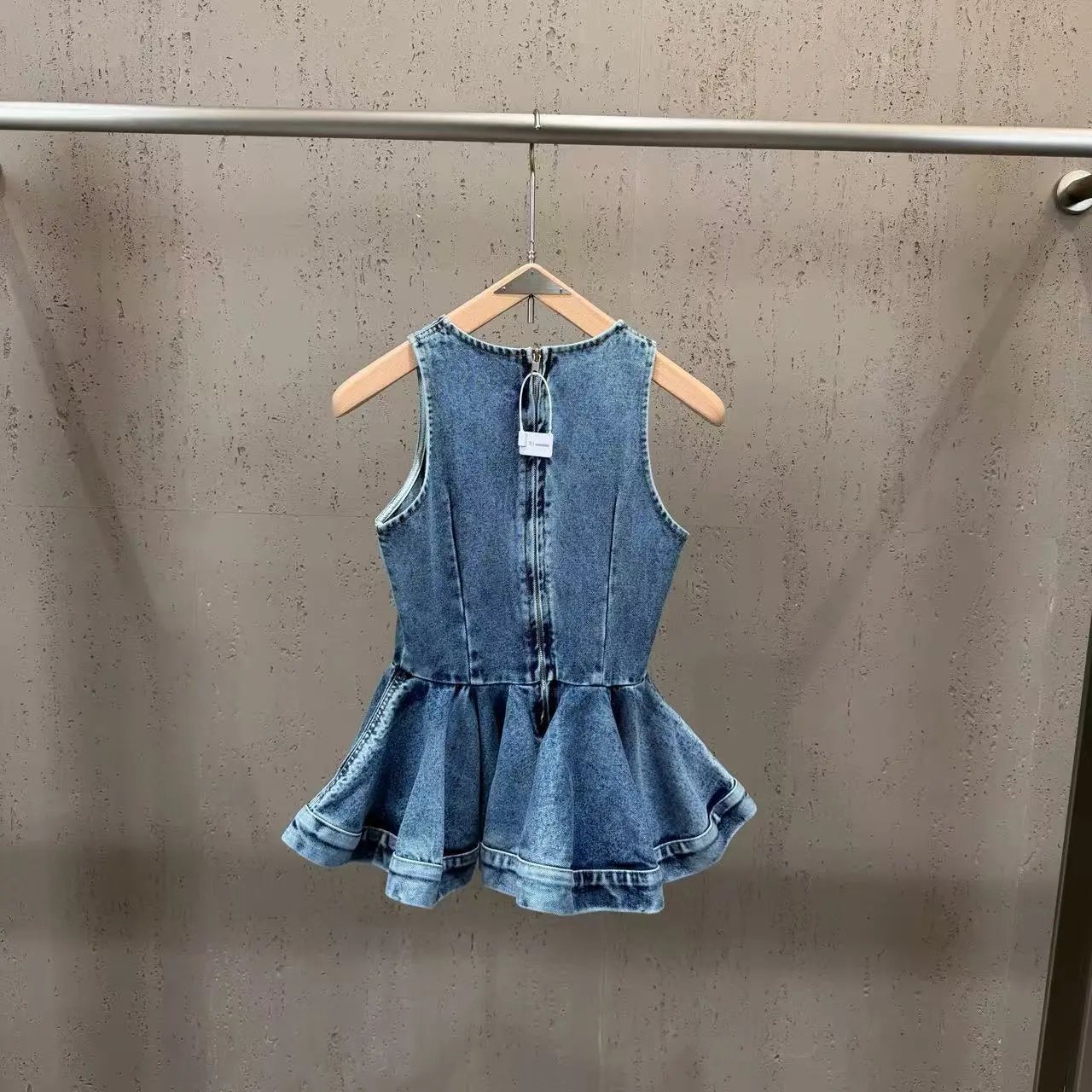 Unbranded Denim Sleeveless Peplum Top and Wide-Leg Jeans Set image 5