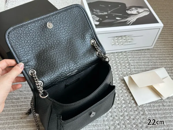 Saint Laurent Loulou Mini Chain Bag Burgundy Leather Shoulder Bag - 9